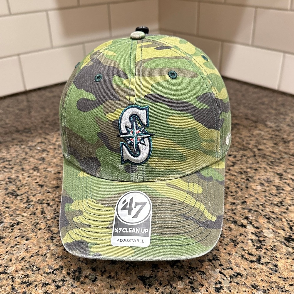 Seattle Mariners '47 Clean Up Baseball Cap Men OS Green Camo Cotton